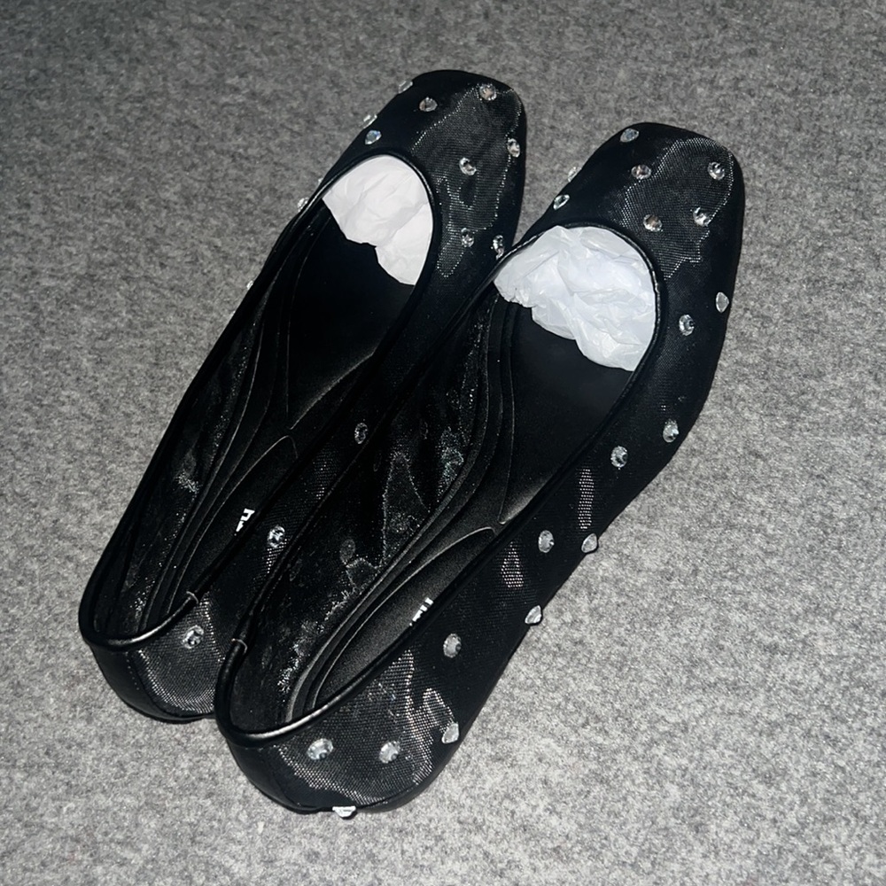 Mesh Ballet Flats with Rhinestones